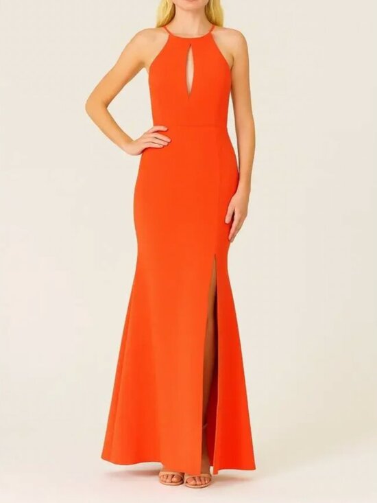 JAYGODFREY Dresses & Skirts - JAYGODFREY Coral Red Cutout Gown Size 10
